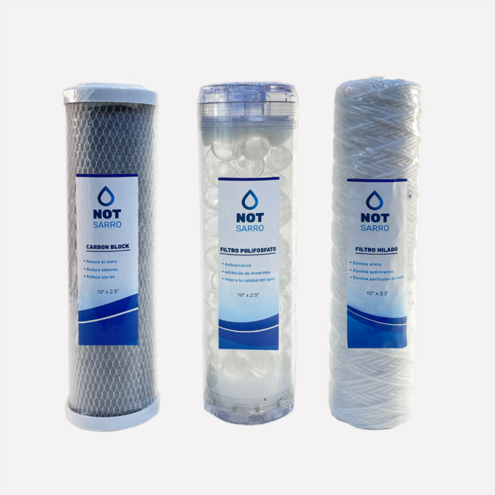 Pack mantención filtro tripack (Polifosfato, carbon block y hilado)